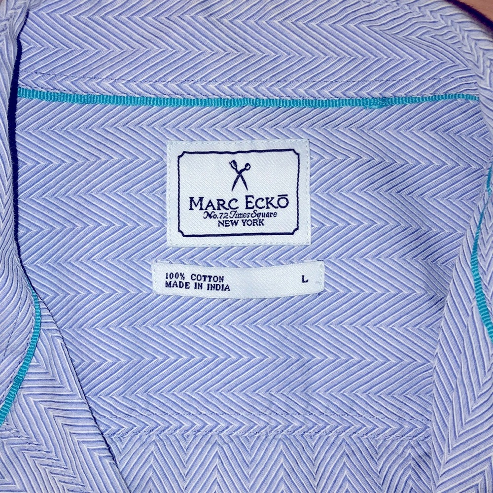 Marc Ecko Blue Herringbone Button Down Shirt Large - image 1